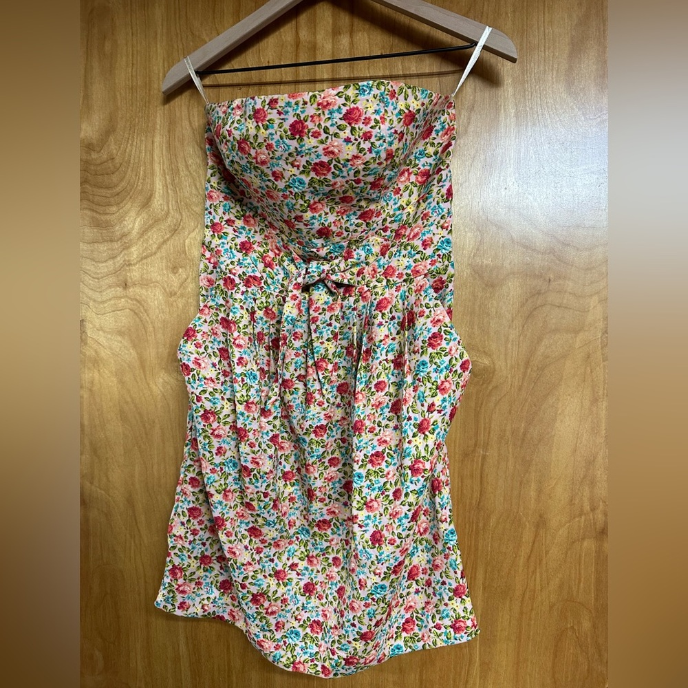 🌸🌼 Pretty, Unique Farm Rio Strapless Dress with Tie Size Small 🌼🌸